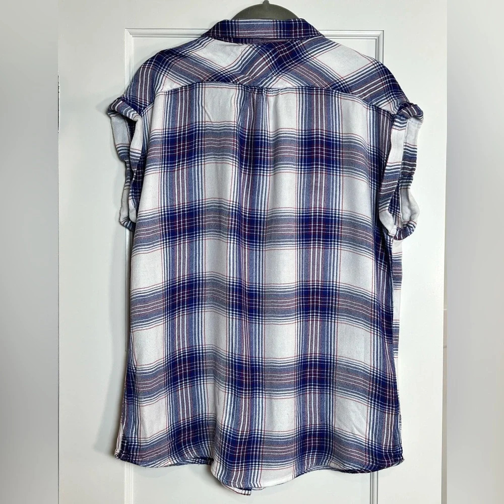 Rails Short Cap Sleeve Plaid Button Up (Small) - image 3